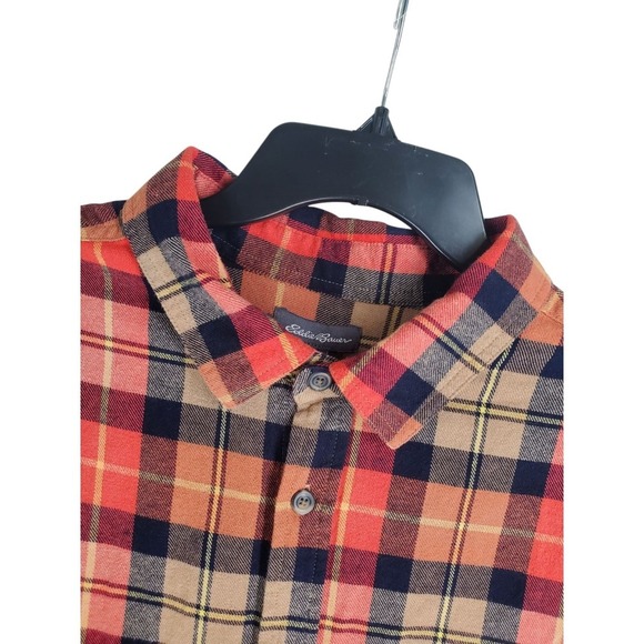Eddie Bauer Flannel Shirt Mens 2XL Bittersweet Harvest Plaid Orange Red LS NWT - Picture 7 of 12